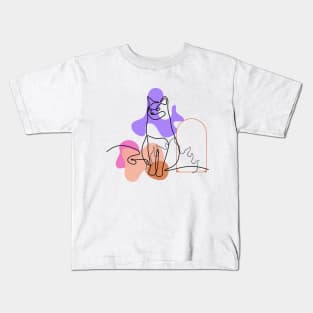 One Line Cat Vector Kids T-Shirt